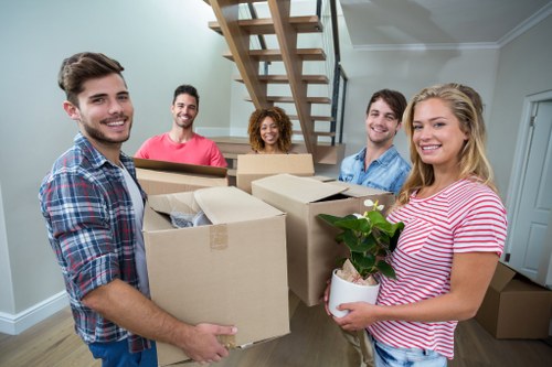 Moving team loading boxes for a UK removal service