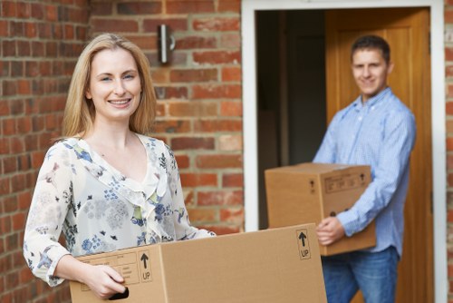 Office furniture and equipment prepared for a Finchley business move