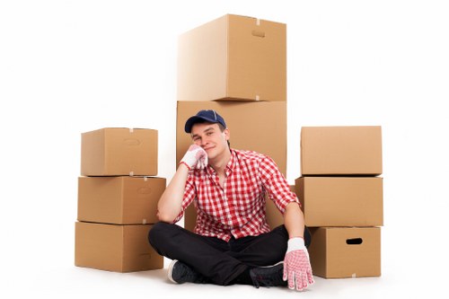 Wardrobe cartons, bubble wrap, and packing materials for a local move